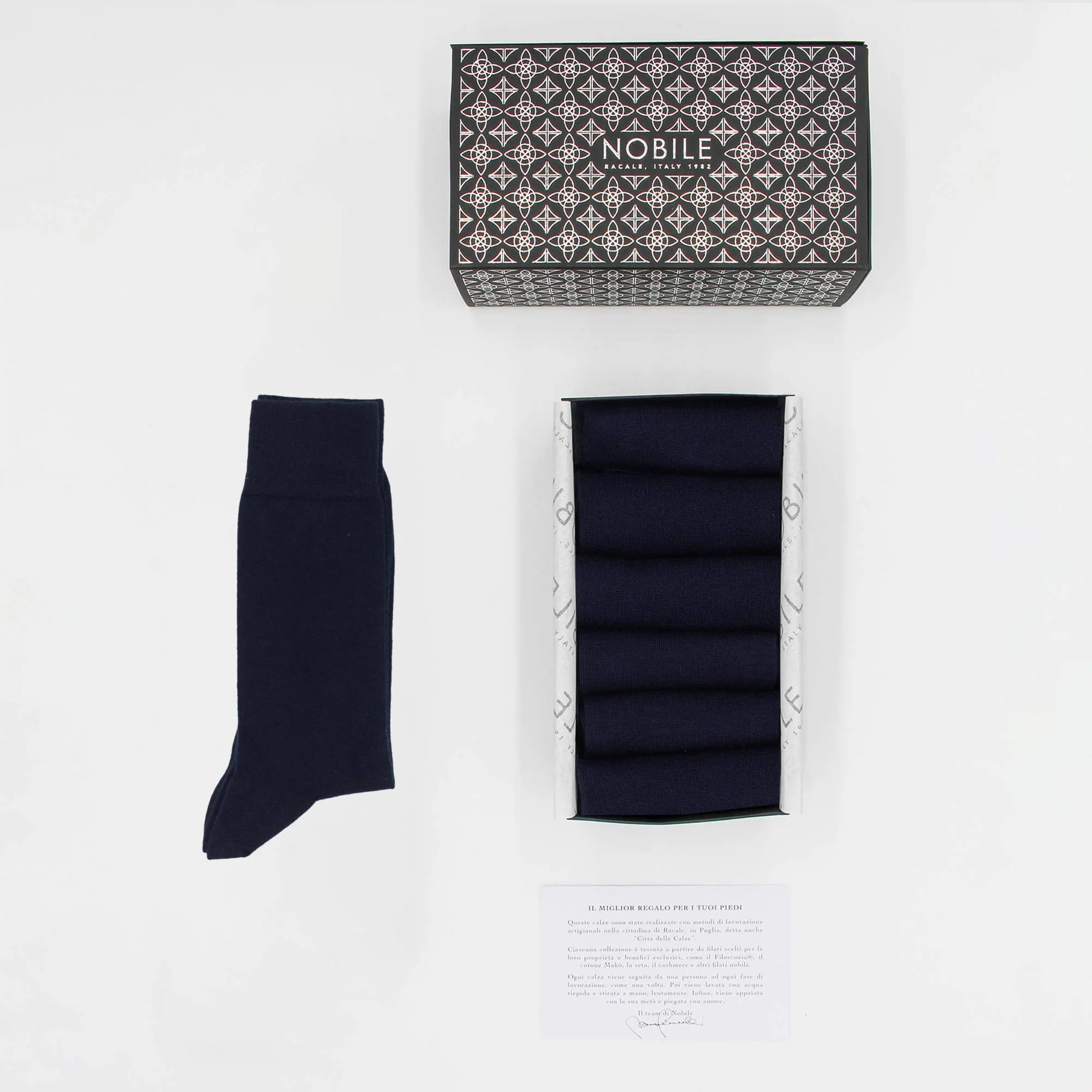 Box Calze Corte in cashmere di Capra Hircus - 6 paia blu
