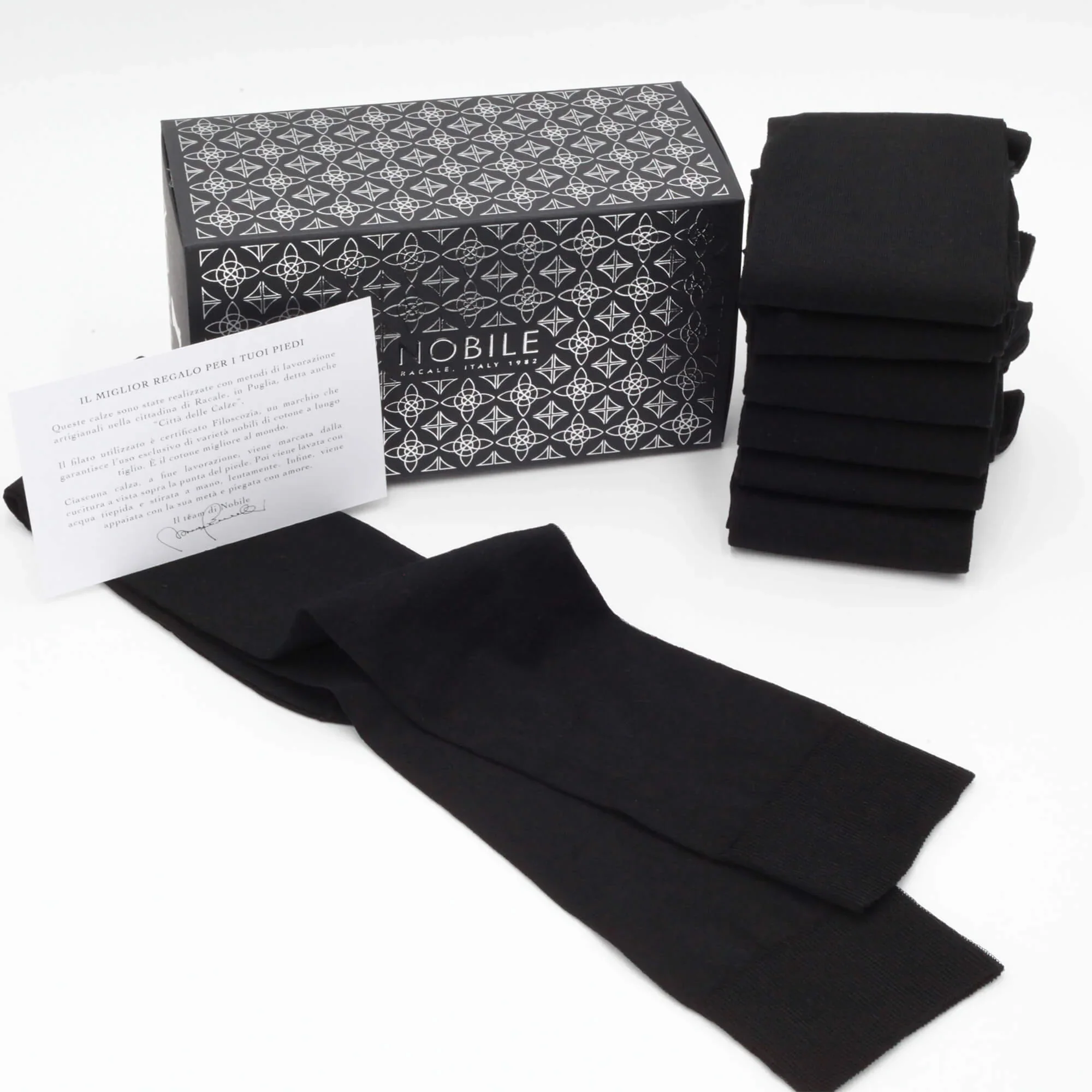 Box Calze Lunghe Chiffon in cashmere di Capra Hircus - 6 paia nero