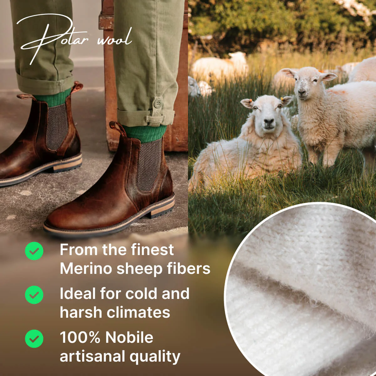 Polar Wool – Calza corta Outdoor in lana Merino con cuscino termico - Image 3